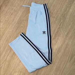 adidas Firebird Light Blue Kids Joggers with Navy Triple Stripes